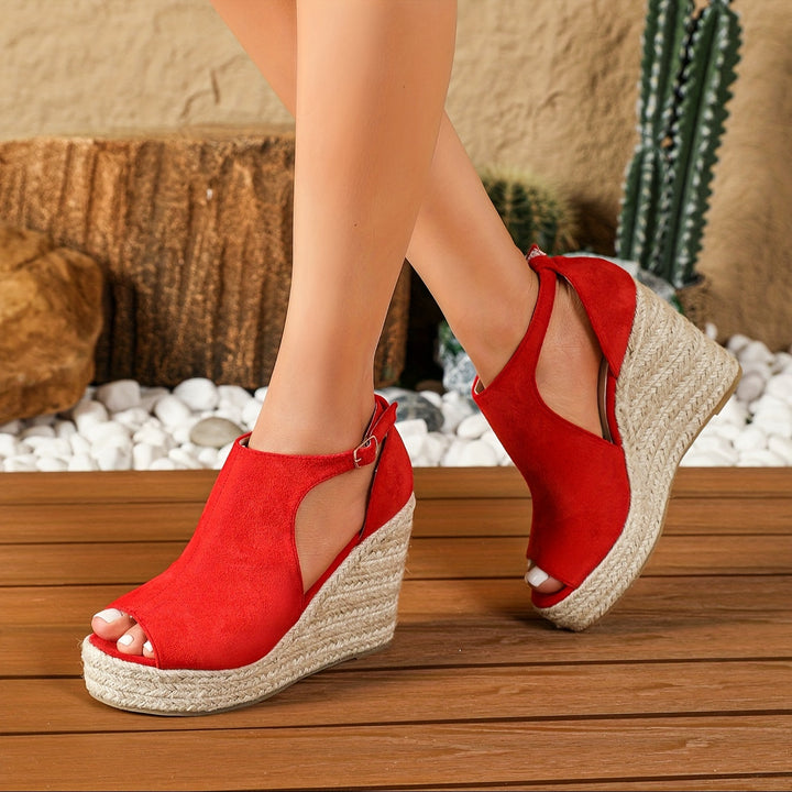 Estella Heeled Sandals with Flexible Strap and Cushioned Support — Red / 2