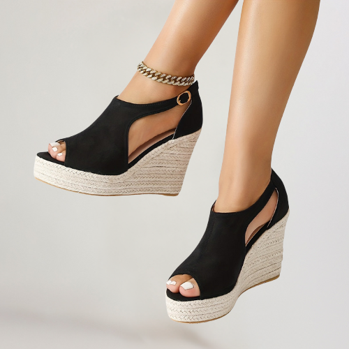 Estella Heeled Sandals with Flexible Strap and Cushioned Support — Black / 2