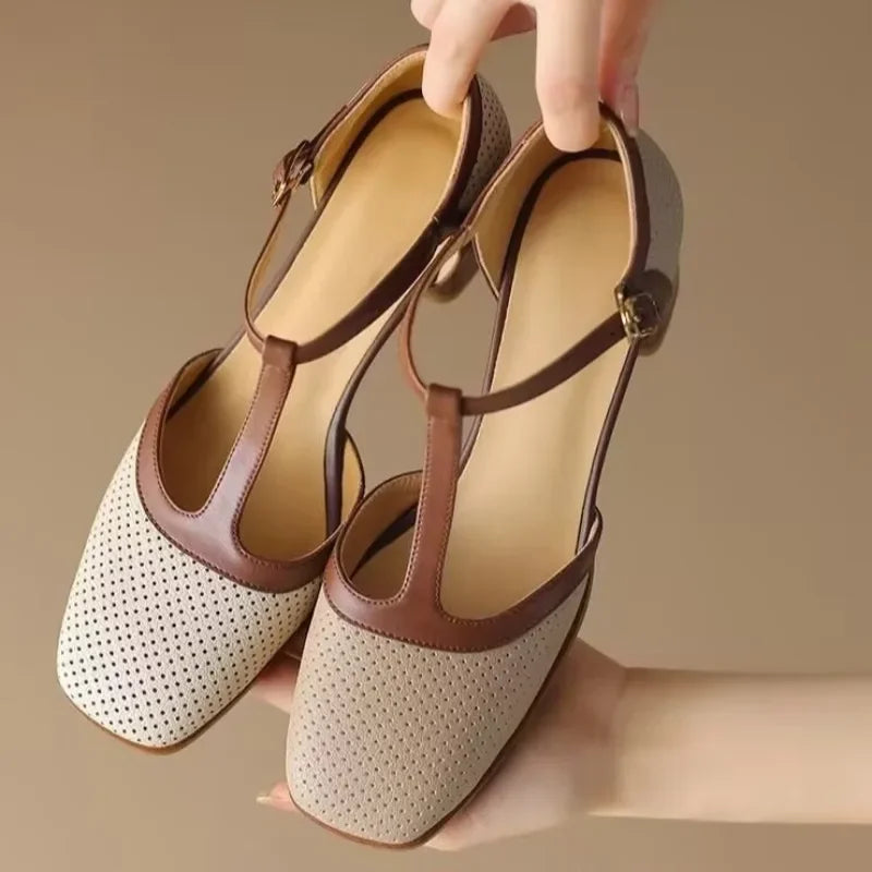 Catarina Orthopedic Mid Heel Shoes — Beige / 2.5